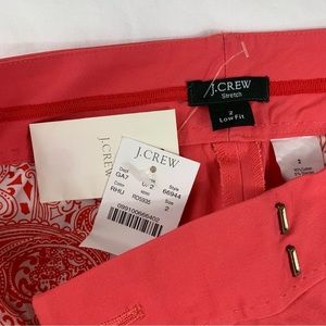 J. Crew Stretch Low Fit Summer Bright Coral Pants Size 2 NWT